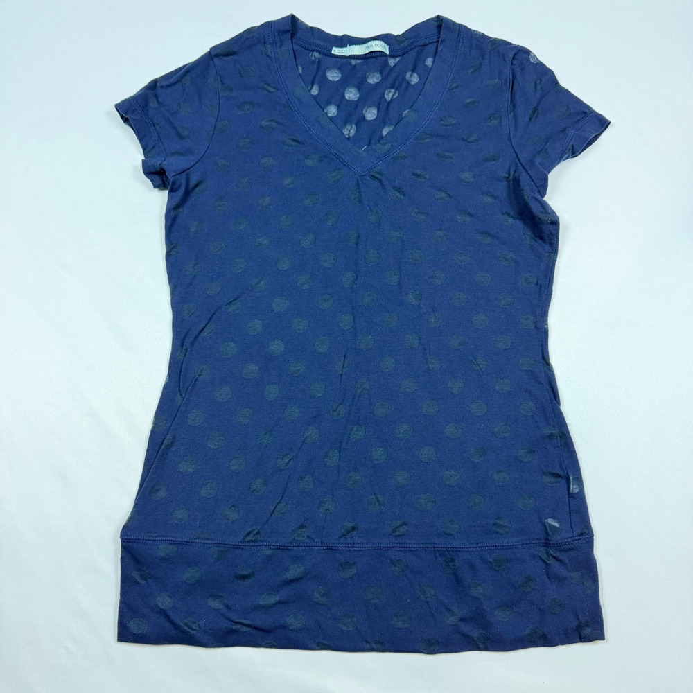 Maurices Top Womens S Navy Polka Dot V Neck Burnout Short Sleeve